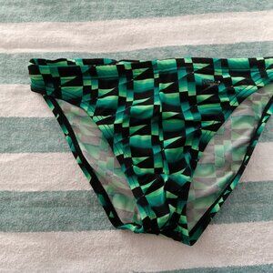 (*) VINTAGE 1" SIDES SPEEDO SWIM BRIEF, SIZE 30", BLACK & GREEN - (Pre-owned)